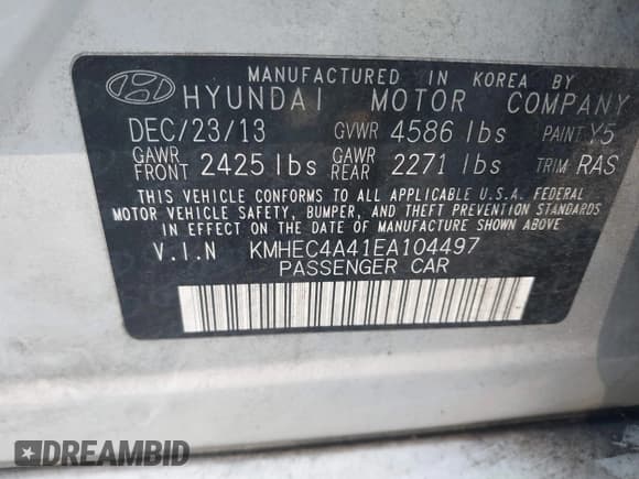 ✅ 2014 Hyundai Sonata Limited • VIN: KMHEC4A41EA104497 • Lot: 42489444. Wystawiony na IAAI z przebiegiem 121 197 mil. Bezpłatny archiwum sprzedaży aukcyjnych z USA i szczegółowy raport historii pojazdu na DreamBid. Zdjęcie 9.