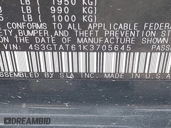 ✅ 2019 Subaru Impreza Limited • VIN: 4S3GTAT61K3705645 • Lot: 42734316. Listed on IAAI with 42,704 mi. Free auction sales archive from the USA and detailed vehicle history report at DreamBid. Image 9.