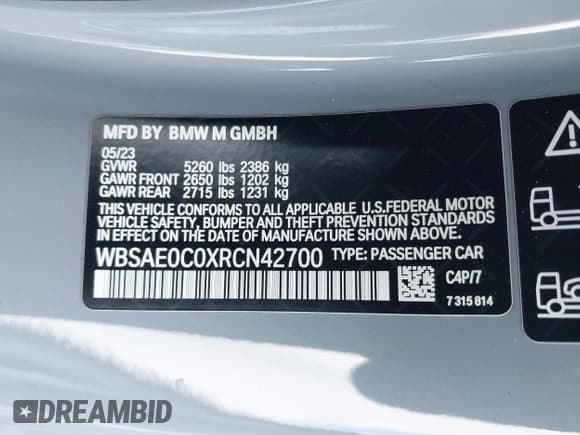 ✅ 2024 BMW M8 • VIN: WBSAE0C0XRCN42700 • Lot: 41239212. Listed on IAAI with 7,732 mi. Free auction sales archive from the USA and detailed vehicle history report at DreamBid. Image 9.