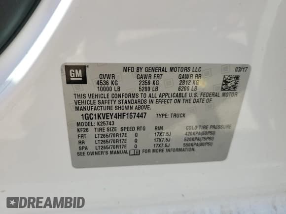 ✅ 2017 Chevrolet Silverado 2500HD LT • VIN: 1GC1KVEY4HF167447 • Lot: 70291305. Wystawiony na Copart z przebiegiem 171 752 mil. Bezpłatny archiwum sprzedaży aukcyjnych z USA i szczegółowy raport historii pojazdu na DreamBid. Zdjęcie 12.