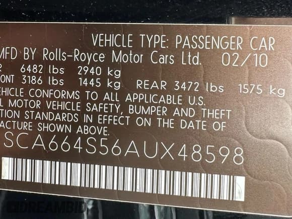 ✅ 2010 Rolls-Royce Ghost • VIN: SCA664S56AUX48598 • Lot: 84701915. Wystawiony na Copart z przebiegiem 69 424 mil. Bezpłatny archiwum sprzedaży aukcyjnych z USA i szczegółowy raport historii pojazdu na DreamBid. Zdjęcie 10.