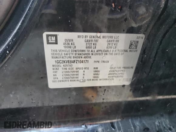 ✅ 2015 Chevrolet Silverado 2500HD LT • VIN: 1GC2KVE84FZ104171 • Лот: 76992994. Опубликован ранее на Copart с пробегом 169 484 миль. Бесплатный доступ к архиву аукционных продаж из США и подробный отчёт об истории автомобиля на DreamBid. Изображение 13.