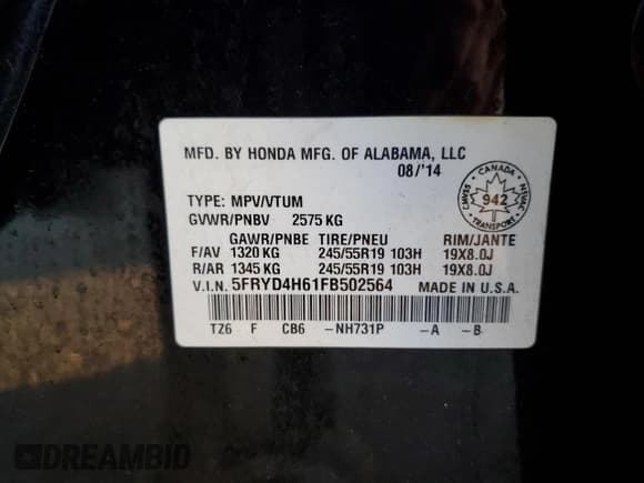 ✅ 2015 Acura MDX Technology • VIN: 5FRYD4H61FB502564 • Lot: 84236935. Listed on Copart with 139,974 mi. Free auction sales archive from the USA and detailed vehicle history report at DreamBid. Image 13.