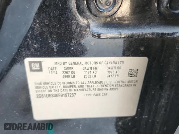 ✅ 2015 Cadillac XTS Livery • VIN: 2G61U5S36F9197237 • Lot: 92855585. Listed on Copart with 190,450 mi. Free auction sales archive from the USA and detailed vehicle history report at DreamBid. Image 12.