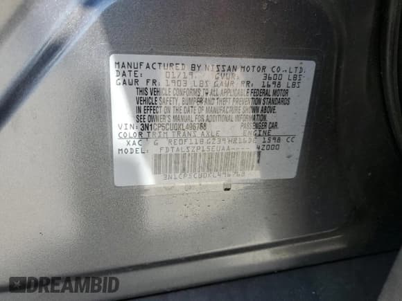 ✅ 2019 Nissan Kicks SV • VIN: 3N1CP5CU0KL496768 • Лот: 80484025. Опубликован ранее на Copart с пробегом 28 515 миль. Бесплатный доступ к архиву аукционных продаж из США и подробный отчёт об истории автомобиля на DreamBid. Изображение 12.
