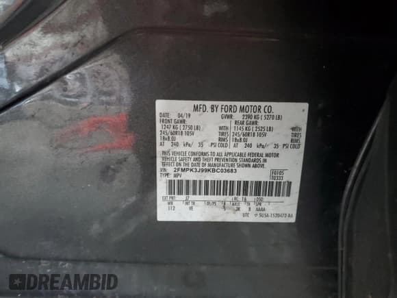 ✅ 2019 Ford Edge SEL • VIN: 2FMPK3J99KBC03683 • Lot: 66157995. Listed on Copart with 136,871 mi. Free auction sales archive from the USA and detailed vehicle history report at DreamBid. Image 14.