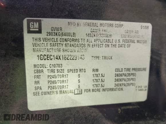 2008 Chevrolet Silverado 1500 Work Truck with VIN 1GCEC14X18Z229143, listed as a IAAI auction lot 42137278 with 115,708 mi miles and . Bid and sale history available at DreamBid. Image 9.
