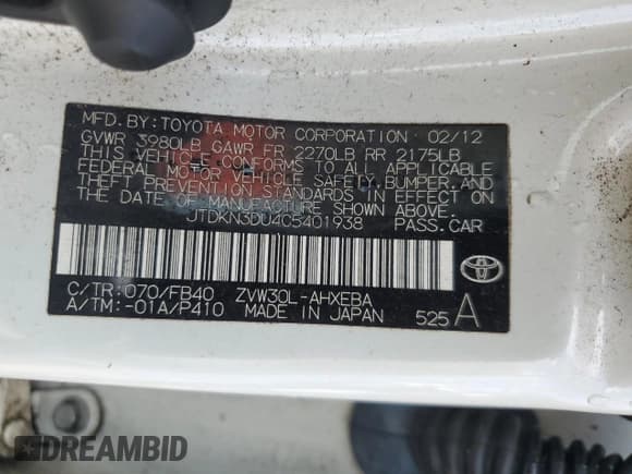 ✅ 2012 Toyota Prius Two • VIN: JTDKN3DU4C5401938 • Lot: 66625445. Wystawiony na Copart z przebiegiem 101 417 mil. Bezpłatny archiwum sprzedaży aukcyjnych z USA i szczegółowy raport historii pojazdu na DreamBid. Zdjęcie 13.