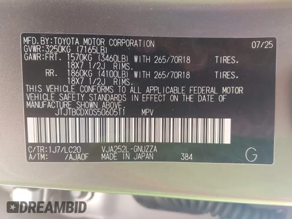 ✅ 2025 Lexus GX 550 Premium+ • VIN: JTJTBCDX0S5060511 • Lot: 43555239. Wystawiony na IAAI z przebiegiem 2 464 mil. Bezpłatny archiwum sprzedaży aukcyjnych z USA i szczegółowy raport historii pojazdu na DreamBid. Zdjęcie 9.