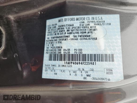 ✅ 2004 Ford Mustang Standard • VIN: 1FAFP40694F225981 • Лот: 64271965. Опубликован ранее на Copart с пробегом 147 859 миль. Бесплатный доступ к архиву аукционных продаж из США и подробный отчёт об истории автомобиля на DreamBid. Изображение 12.