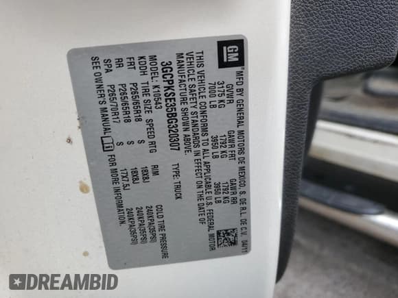 ✅ 2011 Chevrolet Silverado 1500 LT • VIN: 3GCPKSE35BG320307 • Лот: 62787744. Опубликован ранее на Copart с пробегом Не указан. Бесплатный доступ к архиву аукционных продаж из США и подробный отчёт об истории автомобиля на DreamBid. Изображение 12.