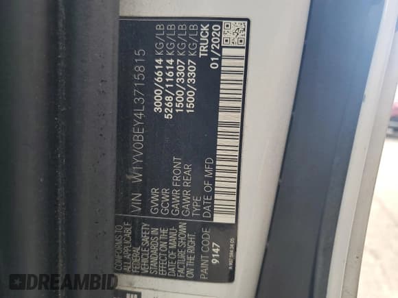 ✅ 2020 Mercedes-Benz Metris Cargo • VIN: W1YV0BEY4L3715815 • Лот: 68636494. Опубликован ранее на Copart с пробегом Не указан. Бесплатный доступ к архиву аукционных продаж из США и подробный отчёт об истории автомобиля на DreamBid. Изображение 13.