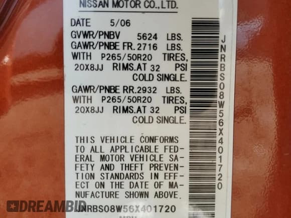 ✅ 2006 Infiniti FX • VIN: JNRBS08W56X401720 • Лот: 44564995. Опубликован ранее на Copart с пробегом 132 052 миль. Бесплатный доступ к архиву аукционных продаж из США и подробный отчёт об истории автомобиля на DreamBid. Изображение 13.