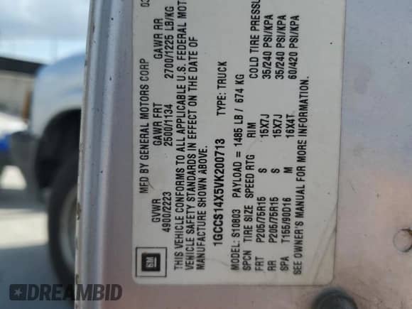 1997 Chevrolet S-10 с VIN 1GCCS14X5VK200713, выставлен на аукционе Copart как лот 79446444 с пробегом 183 308 миль миль и Списание • Salvage title. История ставок и продаж доступна на DreamBid. Изображение 12.