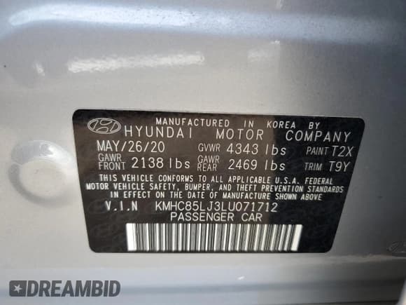 ✅ 2020 Hyundai Ioniq Limited • VIN: KMHC85LJ3LU071712 • Lot: 78866654. Wystawiony na Copart z przebiegiem 20 037 mil. Bezpłatny archiwum sprzedaży aukcyjnych z USA i szczegółowy raport historii pojazdu na DreamBid. Zdjęcie 12.