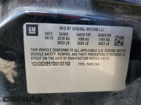 ✅ 2013 Cadillac CTS Luxury • VIN: 1G6DG5E51D0103192 • Lot: 71703985. Listed on Copart with 138,229 mi. Free auction sales archive from the USA and detailed vehicle history report at DreamBid. Image 13.