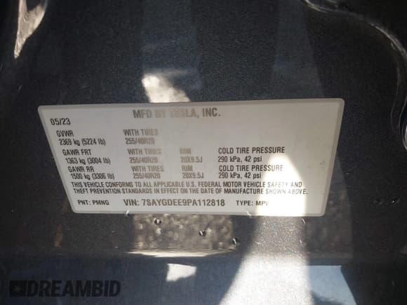 ✅ 2023 Tesla Model Y Long Range • VIN: 7SAYGDEE9PA112818 • Лот: 43152194. Опубликован ранее на IAAI с пробегом 41 157 миль. Бесплатный доступ к архиву аукционных продаж из США и подробный отчёт об истории автомобиля на DreamBid. Изображение 9.