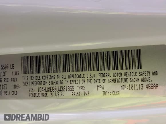 ✅ 2018 Jeep Wrangler Unlimited Sahara • VIN: 1C4HJXEG0JW321355 • Lot: 42343112. Listed on IAAI with 102,457 mi. Free auction sales archive from the USA and detailed vehicle history report at DreamBid. Image 9.