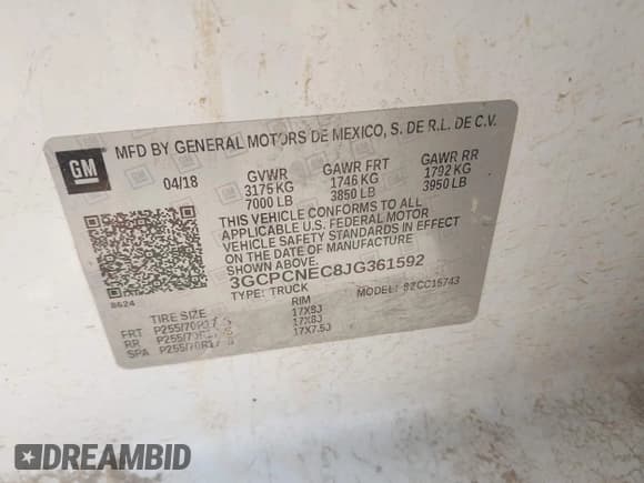 ✅ 2018 Chevrolet Silverado 1500 Work Truck • VIN: 3GCPCNEC8JG361592 • Лот: 42979664. Опубликован ранее на IAAI с пробегом 125 963 миль. Бесплатный доступ к архиву аукционных продаж из США и подробный отчёт об истории автомобиля на DreamBid. Изображение 9.