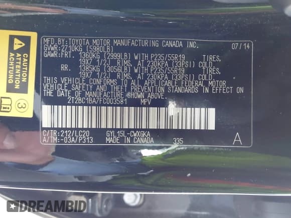 ✅ 2015 Lexus RX 450h • VIN: 2T2BC1BA7FC003581 • Lot: 42408373. Listed on IAAI with 135,790 mi. Free auction sales archive from the USA and detailed vehicle history report at DreamBid. Image 9.