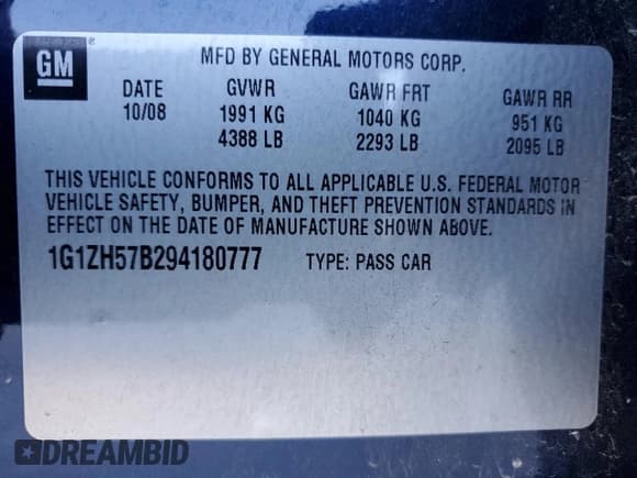 ✅ 2009 Chevrolet Malibu 1LT • VIN: 1G1ZH57B294180777 • Lot: 87063995. Listed on Copart with 45,127 mi. Free auction sales archive from the USA and detailed vehicle history report at DreamBid. Image 12.