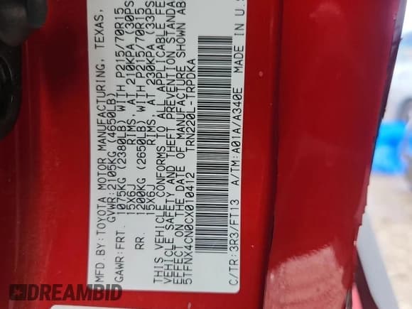 ✅ 2012 Toyota Tacoma • VIN: 5TFNX4CN0CX010412 • Лот: 87023135. Опубликован ранее на Copart с пробегом 152 376 миль. Бесплатный доступ к архиву аукционных продаж из США и подробный отчёт об истории автомобиля на DreamBid. Изображение 12.