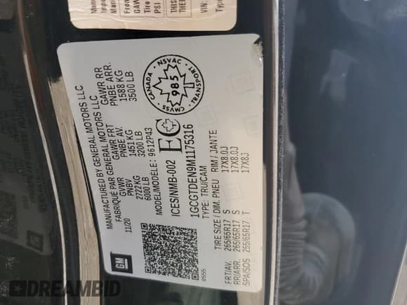 ✅ 2021 Chevrolet Colorado 4WD Z71 • VIN: 1GCGTDEN9M1175316 • Lot: 81660645. Listed on Copart with 90,820 mi. Free auction sales archive from the USA and detailed vehicle history report at DreamBid. Image 12.