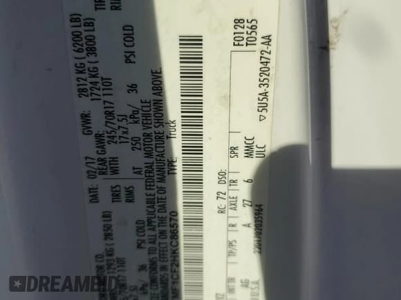 ✅ 2017 Ford F-150 XL • VIN: 1FTMF1CF2HKC86570 • Lot: 51863205. Wystawiony na Copart z przebiegiem 181 397 mil. Bezpłatny archiwum sprzedaży aukcyjnych z USA i szczegółowy raport historii pojazdu na DreamBid. Zdjęcie 12.