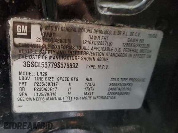 ✅ 2009 Saturn VUE XR • VIN: 3GSCL53779S578892 • Лот: 87795805. Опубликован ранее на Copart с пробегом 116 253 миль. Бесплатный доступ к архиву аукционных продаж из США и подробный отчёт об истории автомобиля на DreamBid. Изображение 13.