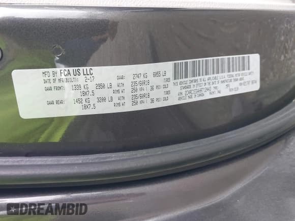 ✅ 2017 Chrysler Pacifica Touring L Plus • VIN: 2C4RC1EG4HR712443 • Lot: 43440893. Listed on IAAI with 82,437 mi. Free auction sales archive from the USA and detailed vehicle history report at DreamBid. Image 9.