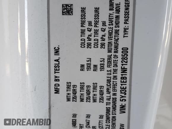 ✅ 2022 Tesla Model 3 Long Range • VIN: 5YJ3E1EB1NF128500 • Лот: 66383225. Опубликован ранее на Copart с пробегом 42 681 миль. Бесплатный доступ к архиву аукционных продаж из США и подробный отчёт об истории автомобиля на DreamBid. Изображение 12.
