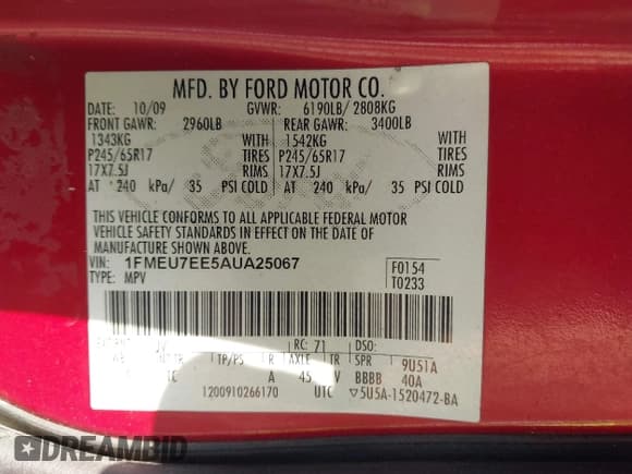 ✅ 2010 Ford Explorer Eddie Bauer • VIN: 1FMEU7EE5AUA25067 • Lot: 43333588. Wystawiony na IAAI z przebiegiem 98 562 mil. Bezpłatny archiwum sprzedaży aukcyjnych z USA i szczegółowy raport historii pojazdu na DreamBid. Zdjęcie 9.