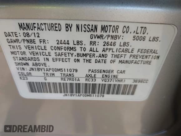 ✅ 2013 Infiniti M • VIN: JN1BY1AP0DM511079 • Лот: 41678015. Опубликован ранее на IAAI с пробегом 270 594 миль. Бесплатный доступ к архиву аукционных продаж из США и подробный отчёт об истории автомобиля на DreamBid. Изображение 9.