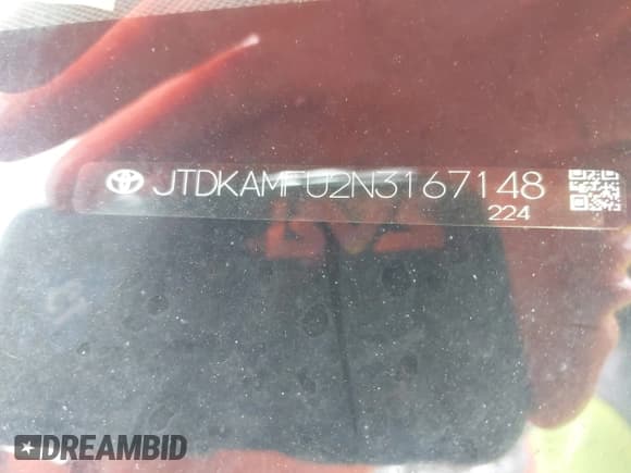 ✅ 2022 Toyota Prius L Eco • VIN: JTDKAMFU2N3167148 • Lot: 42534666. Listed on IAAI with 92,890 mi. Free auction sales archive from the USA and detailed vehicle history report at DreamBid. Image 18.