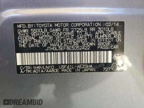 ✅ 2014 Lexus LS 460 L • VIN: JTHGL5EF8E5052422 • Lot: 69878164. Wystawiony na Copart z przebiegiem 163 153 mil. Bezpłatny archiwum sprzedaży aukcyjnych z USA i szczegółowy raport historii pojazdu na DreamBid. Zdjęcie 13.