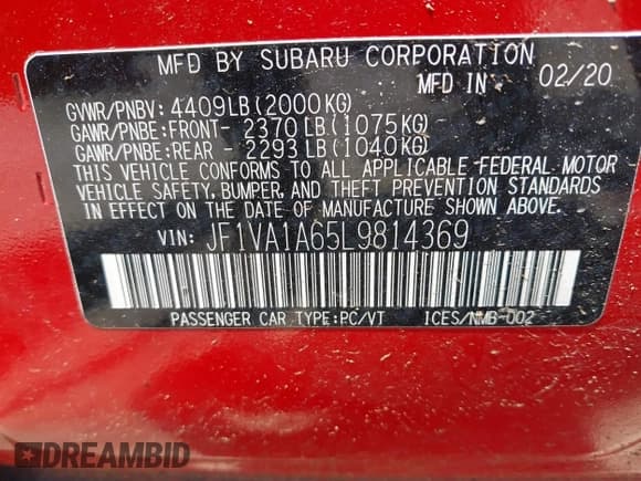 ✅ 2020 Subaru WRX • VIN: JF1VA1A65L9814369 • Лот: 42331303. Опубликован ранее на IAAI с пробегом 76 002 миль. Бесплатный доступ к архиву аукционных продаж из США и подробный отчёт об истории автомобиля на DreamBid. Изображение 9.