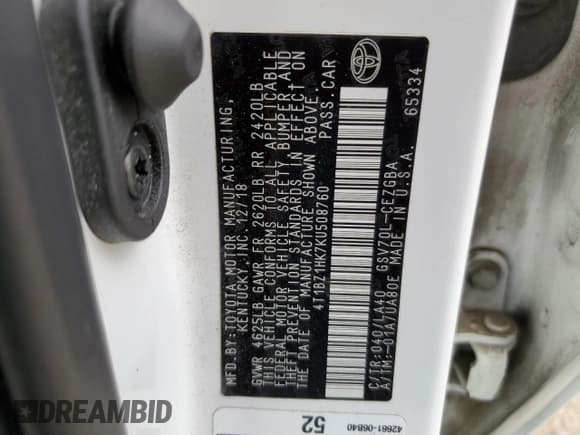 ✅ 2019 Toyota Camry XSE • VIN: 4T1BZ1HK7KU508760 • Lot: 91489435. Listed on Copart with 60,484 mi. Free auction sales archive from the USA and detailed vehicle history report at DreamBid. Image 13.