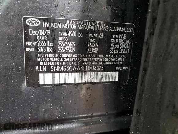 ✅ 2020 Hyundai Santa Fe SEL • VIN: 5NMS3CAA6LH208073 • Lot: 49308374. Wystawiony na Copart z przebiegiem 30 174 mil. Bezpłatny archiwum sprzedaży aukcyjnych z USA i szczegółowy raport historii pojazdu na DreamBid. Zdjęcie 12.