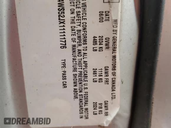 ✅ 2001 Buick Century Custom • VIN: 2G4WS52JX11111776 • Лот: 81007725. Опубликован ранее на Copart с пробегом Не указан. Бесплатный доступ к архиву аукционных продаж из США и подробный отчёт об истории автомобиля на DreamBid. Изображение 12.