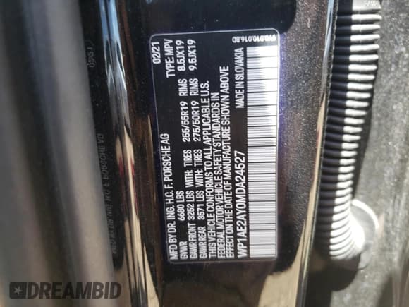 ✅ 2021 Porsche Cayenne E-Hybrid • VIN: WP1AE2AY0MDA24527 • Lot: 57754264. Listed on Copart with 18,298 mi. Free auction sales archive from the USA and detailed vehicle history report at DreamBid. Image 13.