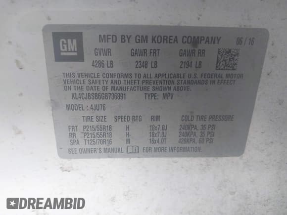 ✅ 2016 Buick Encore Convenience • VIN: KL4CJBSB6GB736891 • Лот: 43698468. Опубликован ранее на IAAI с пробегом 98 589 миль. Бесплатный доступ к архиву аукционных продаж из США и подробный отчёт об истории автомобиля на DreamBid. Изображение 9.