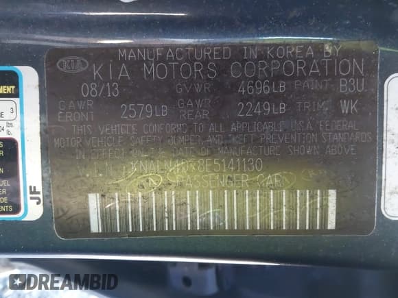✅ 2014 Kia Cadenza Premium • VIN: KNALN4D78E5141130 • Lot: 43443961. Listed on IAAI with 148,126 mi. Free auction sales archive from the USA and detailed vehicle history report at DreamBid. Image 9.