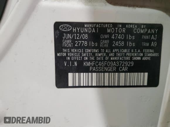 ✅ 2009 Hyundai Azera Limited • VIN: KMHFC46F09A372929 • Lot: 88455705. Listed on Copart with 111,222 mi. Free auction sales archive from the USA and detailed vehicle history report at DreamBid. Image 14.