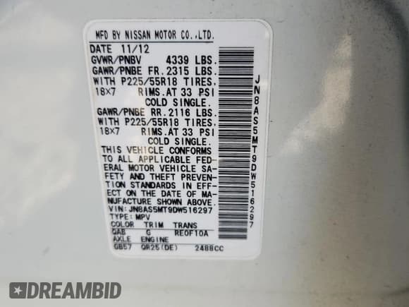 ✅ 2013 Nissan Rogue S • VIN: JN8AS5MT9DW516297 • Lot: 85840985. Listed on Copart with 140,003 mi. Free auction sales archive from the USA and detailed vehicle history report at DreamBid. Image 12.