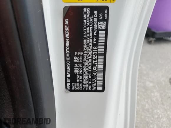 ✅ 2020 BMW 2 Series M240i • VIN: WBA2J5C0XL7E55318 • Lot: 59972304. Listed on Copart with 37,423 mi. Free auction sales archive from the USA and detailed vehicle history report at DreamBid. Image 12.