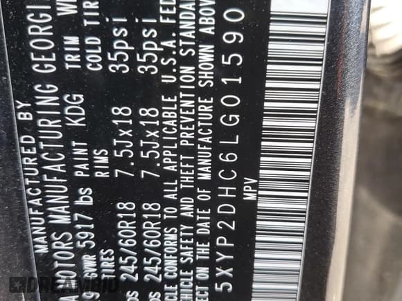 ✅ 2020 Kia Telluride LX • VIN: 5XYP2DHC6LG015907 • Лот: 91106495. Опубликован ранее на Copart с пробегом 137 042 миль. Бесплатный доступ к архиву аукционных продаж из США и подробный отчёт об истории автомобиля на DreamBid. Изображение 13.