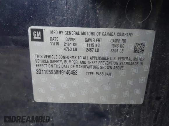 ✅ 2017 Chevrolet Impala LT • VIN: 2G1105S38H9145452 • Lot: 43513810. Wystawiony na IAAI z przebiegiem 93 271 mil. Bezpłatny archiwum sprzedaży aukcyjnych z USA i szczegółowy raport historii pojazdu na DreamBid. Zdjęcie 9.