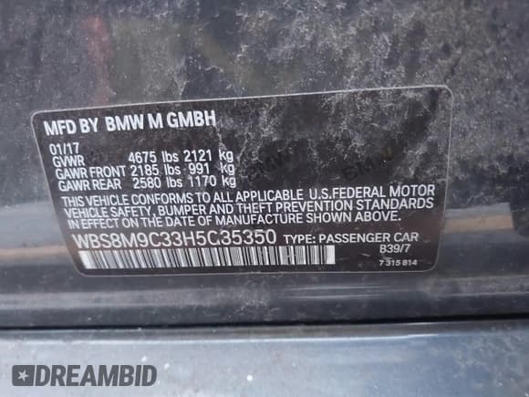 ✅ 2017 BMW M3 • VIN: WBS8M9C33H5G85350 • Лот: 43752650. Опубликован ранее на IAAI с пробегом 75 289 миль. Бесплатный доступ к архиву аукционных продаж из США и подробный отчёт об истории автомобиля на DreamBid. Изображение 9.