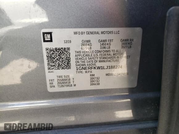 ✅ 2020 Chevrolet Traverse LS • VIN: 1GNERFKW1LJ188274 • Lot: 61883834. Wystawiony na Copart z przebiegiem 60 330 mil. Bezpłatny archiwum sprzedaży aukcyjnych z USA i szczegółowy raport historii pojazdu na DreamBid. Zdjęcie 14.