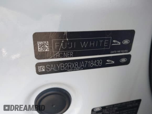 ✅ 2018 Land Rover Range Rover Velar S • VIN: SALYB2RX8JA718439 • Lot: 43256939. Listed on IAAI with 60,609 mi. Free auction sales archive from the USA and detailed vehicle history report at DreamBid. Image 9.